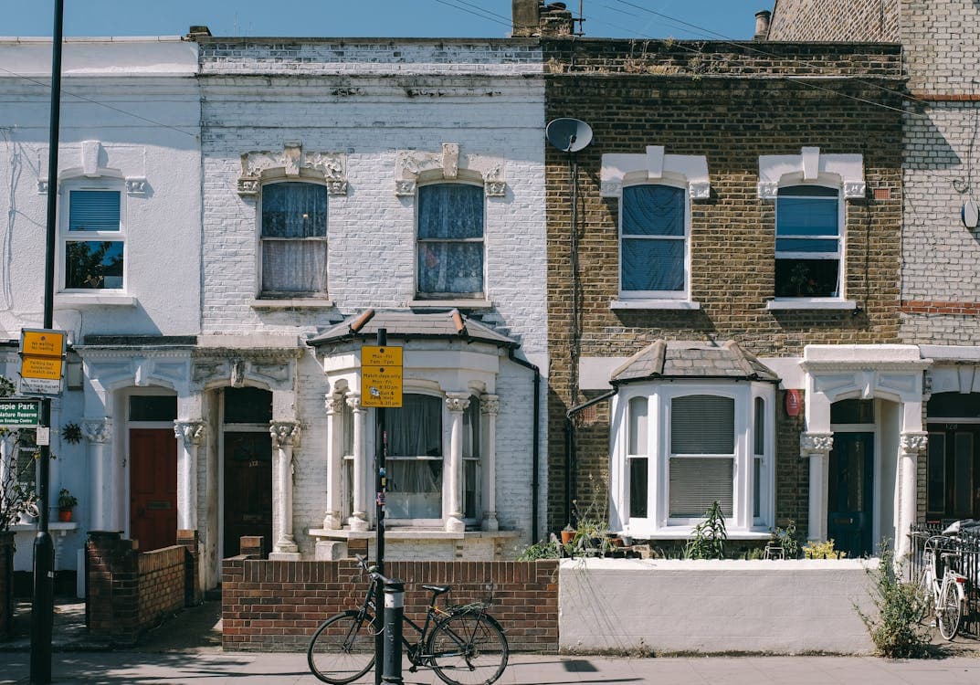 UK terraced houses street